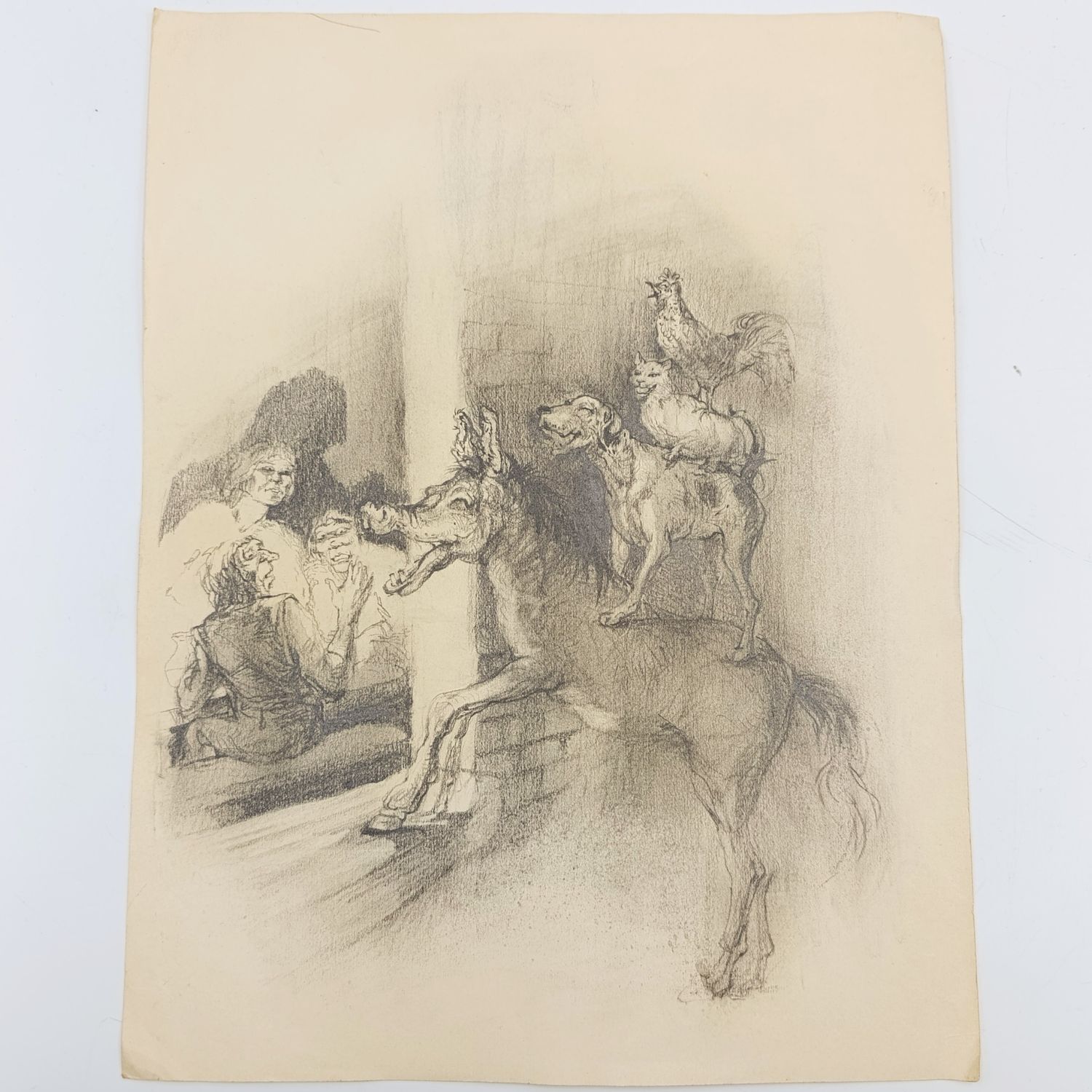 Original Cora Coetzee pencil sketch of the musicians of Bremen