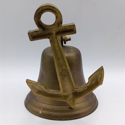 Vintage brass wall mount bell with achor mount - marked Titanic 1912