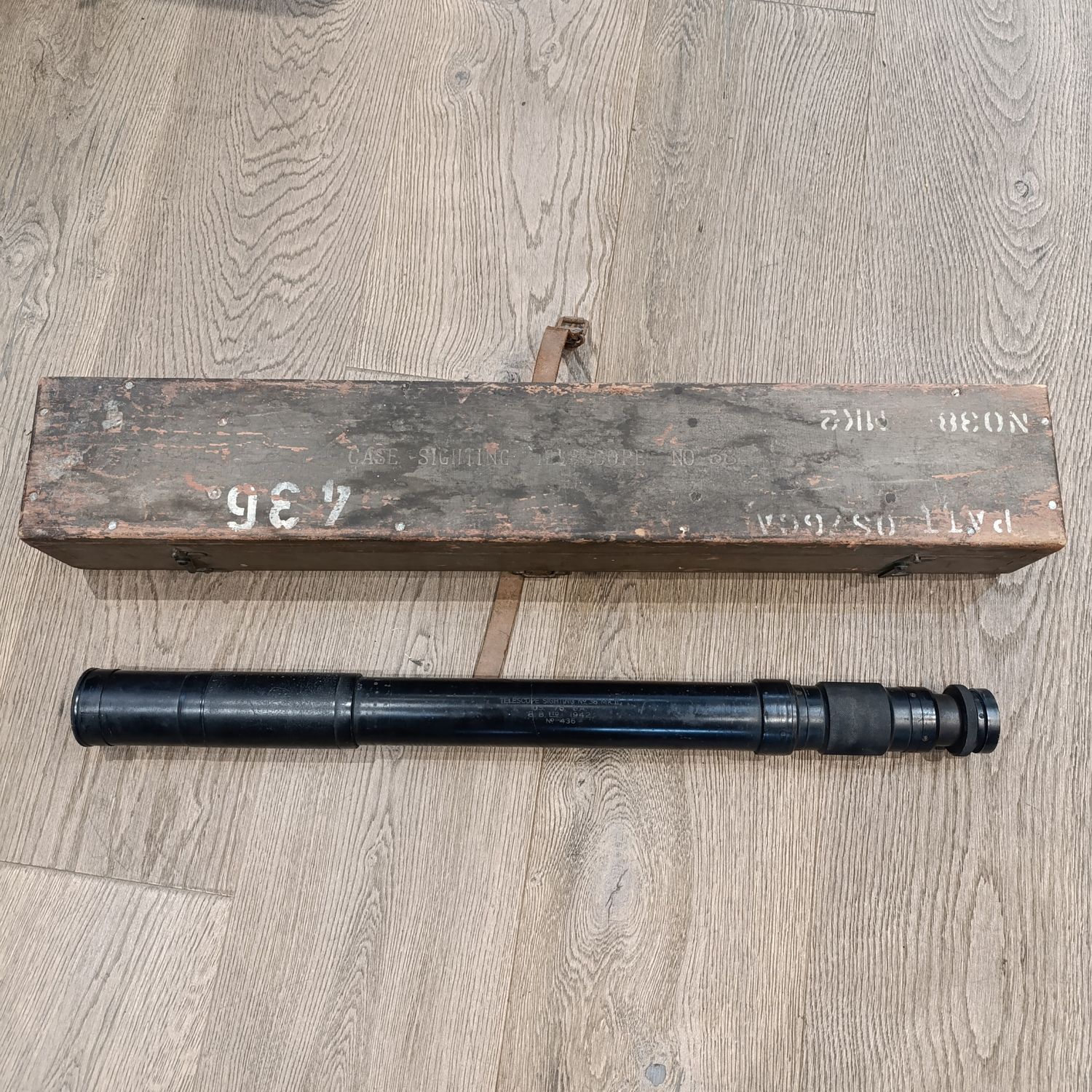 WW2 Telescope Sighting No.38 MKII in case - marked BB.Ltd 1942