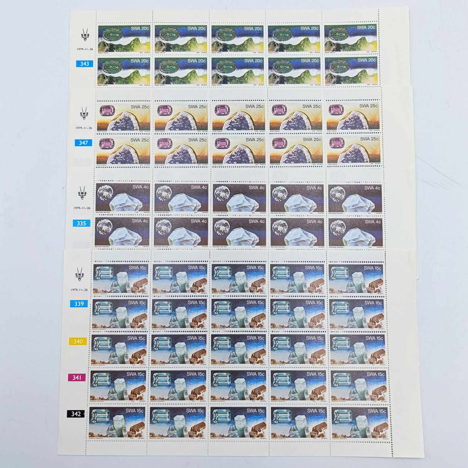 South West Africa 1979 Minerab set of full pages of mint stamps