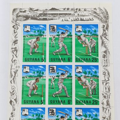 GUYANA set of 9 cricket stamps in sheet - 1968 - mint NH