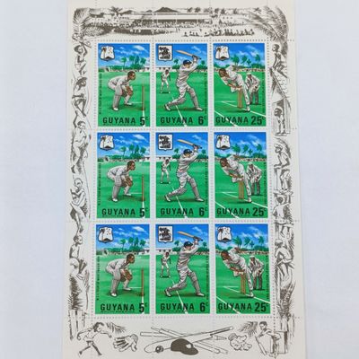GUYANA set of 9 cricket stamps in sheet - 1968 - mint NH