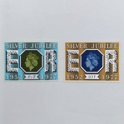 British Post Office mint stamps pack The Silver Jubilee of the Queens Accession