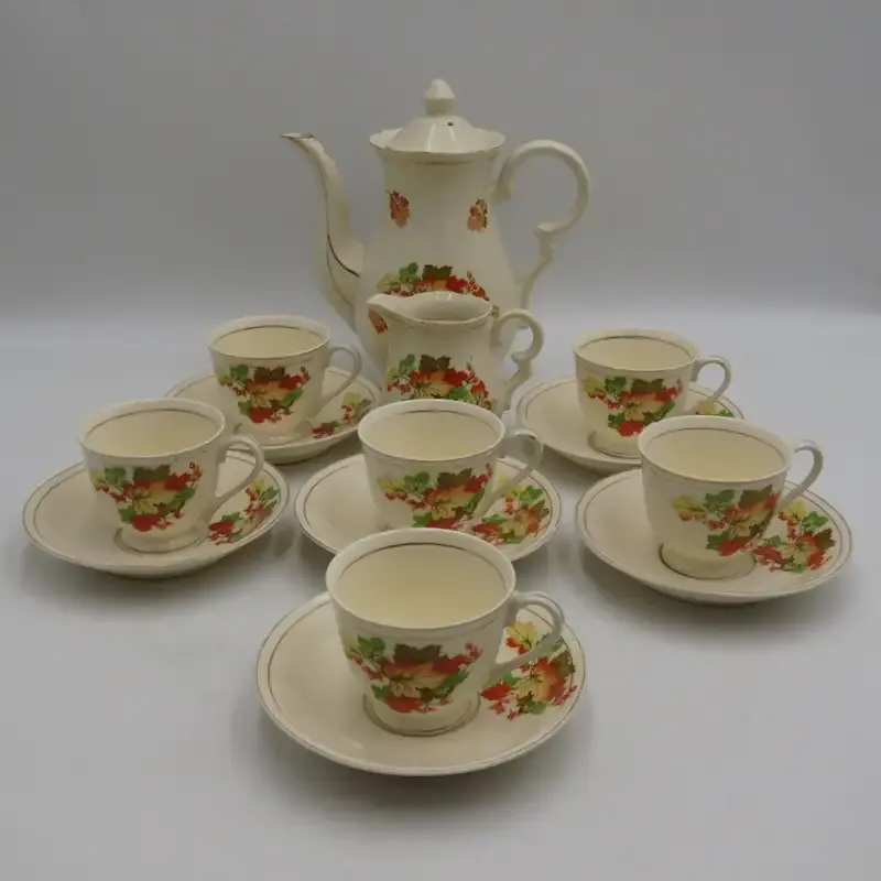 Set of 6 Duo's with milk pot and tea pot #759
