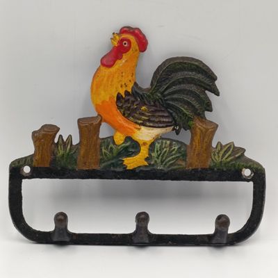 Vintage cast-iron rooster key holder