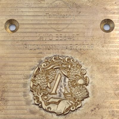 Tomlinson brass label printing plate for Anco Wines