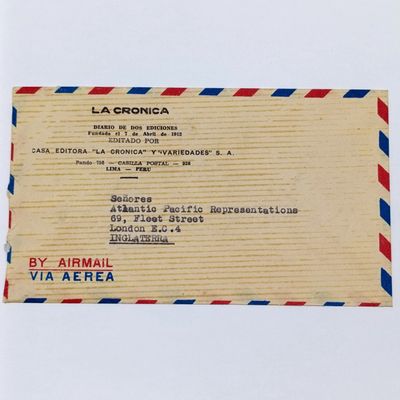 Peru airmail cover Lima, Peru to London, UK - 1946 La Cronica stationery and 5 Peru stamps