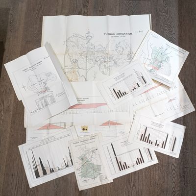 Lot of 10 maps and diagrams relating to the Thebus irrigation scheme district Cradock