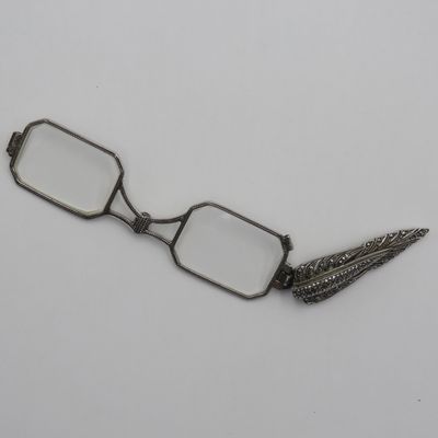 Antique Art Deco sterling silver Lorgnette with Marcasites