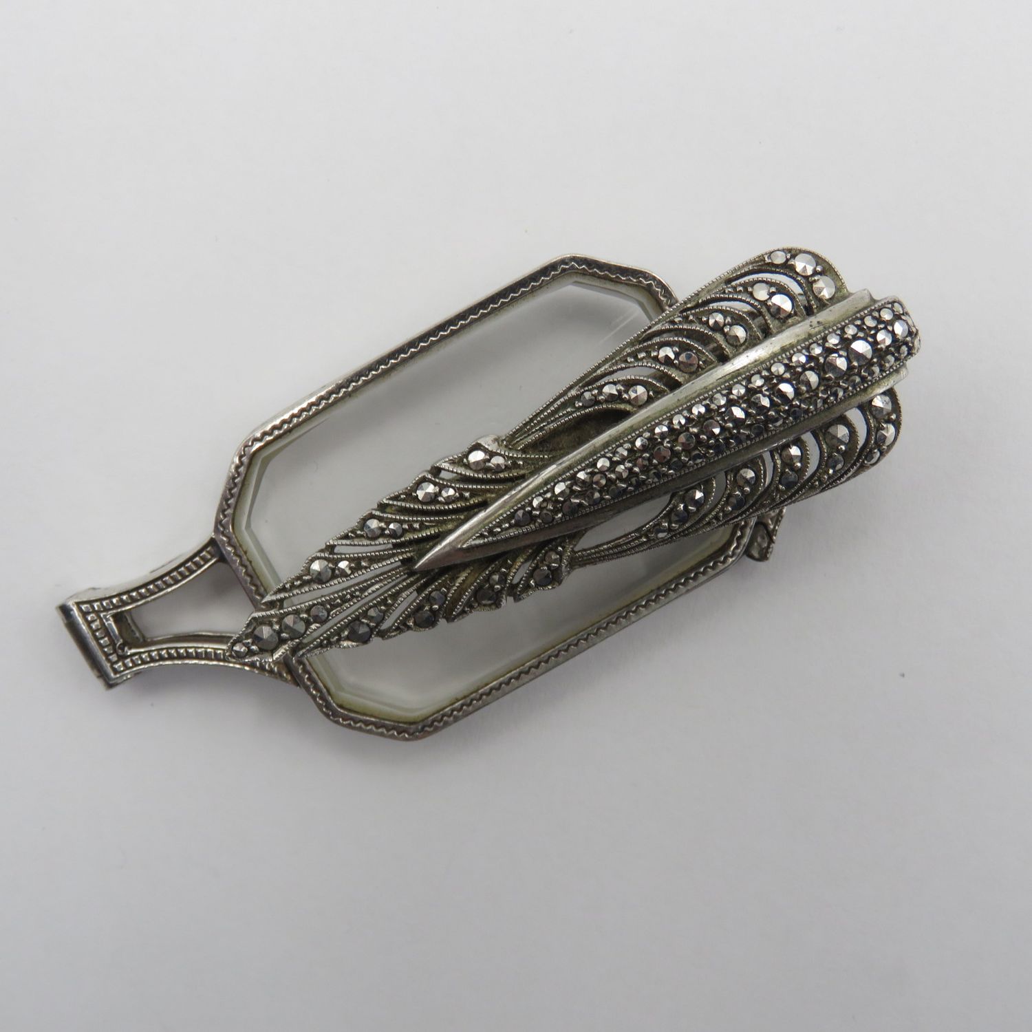 Antique Art Deco sterling silver Lorgnette with Marcasites