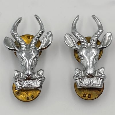 Pair of SA Infantry bokkop collar badges