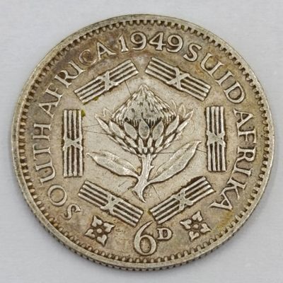 1949 South Africa sixpence VF