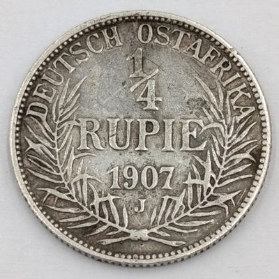 1907 J German East Africa 1/4 quarter Rupie