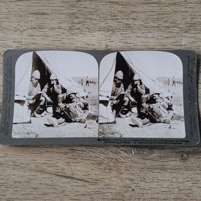 Boer War stereoscope card - The English Drummer Boy&#39;s letter after victory at Colesberg