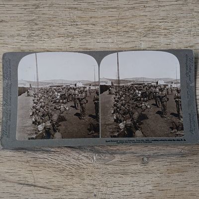 Boer War stereoscope card - Lord Robert&#39;s Army at Pretoria Iune 5th, 1900