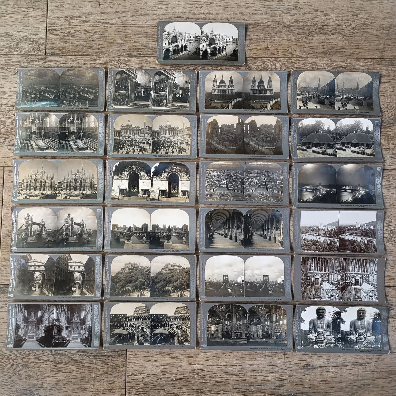 Lot of 25 Antique stereoscope photo cards of Buildings and architectural structures
