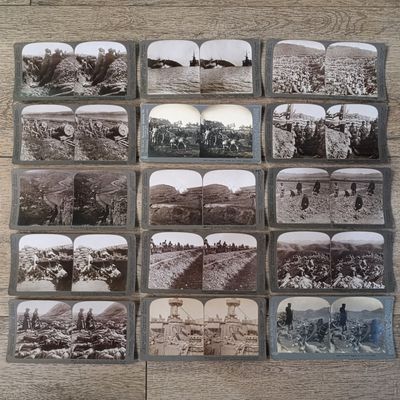 Lot of 15 Antique RUSSO-Japanese war stereoscope photo cards