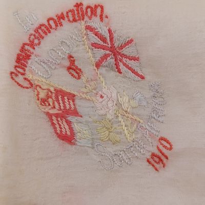 Handkerchief made in 1910 to commemorate the Union of South Africa - a bit faded