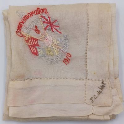 Handkerchief made in 1910 to commemorate the Union of South Africa - a bit faded