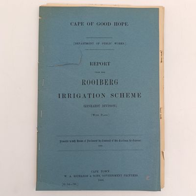 Cape of Good Hope 1896 Report on the Rooiberg irrigation sheme - Kenhardt with map of Rooiberg dam and Plan of Reservoir - Rooiberg Pan