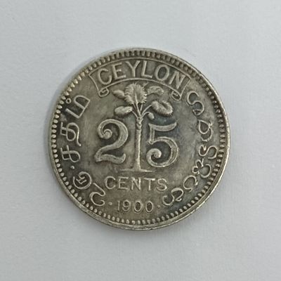 Ceylon 1900 Siler 25 Cent - AU