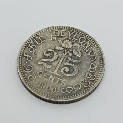 Ceylon 1900 Siler 25 Cent - AU