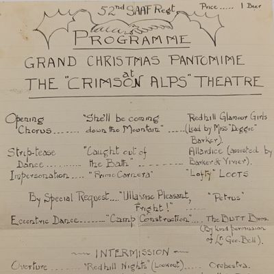 WW2 Programme the 52nd SAAF regiment - Christmas Pamtonime original
