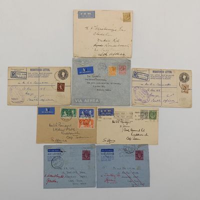 Lot of 7 vintage British Postal covers - 2 uprated and 2 air letters included