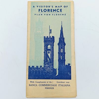1940 WW2 period map of Florence, Italy brought back by Union soldier