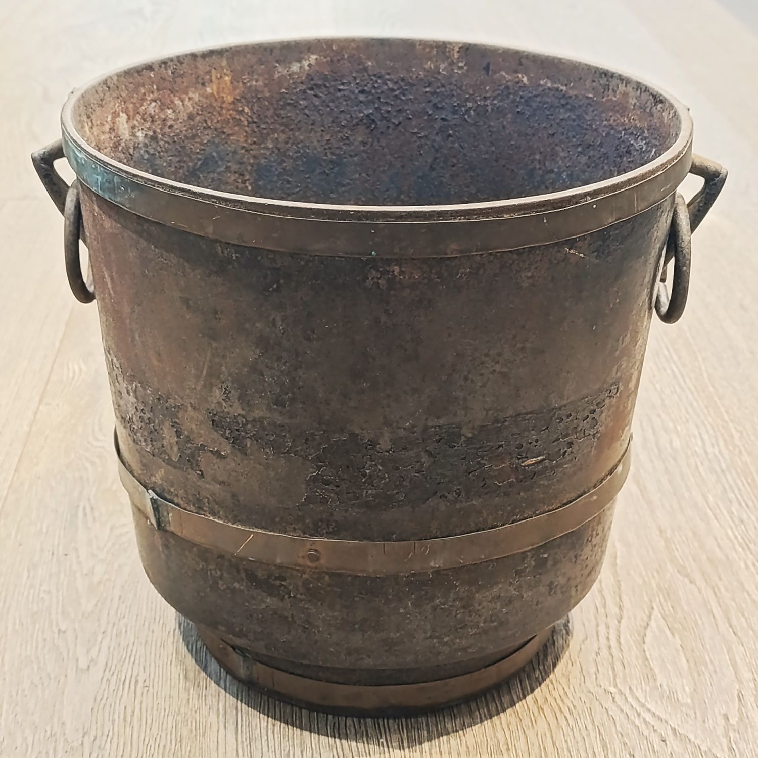 Antique Cast iron pot with off-centre base