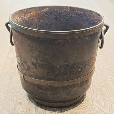 Antique Cast iron pot with off-centre base