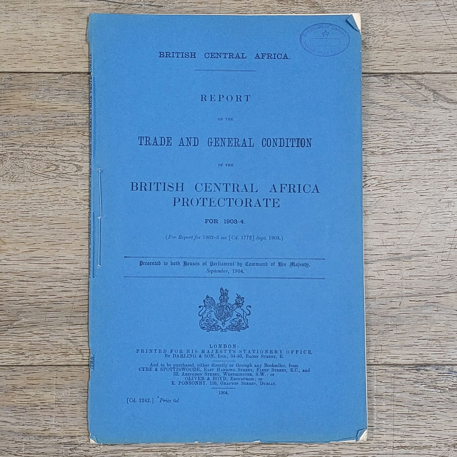 1904 British Central Africa Report on the Trade and general condition of the British Central Africa Protectorate
