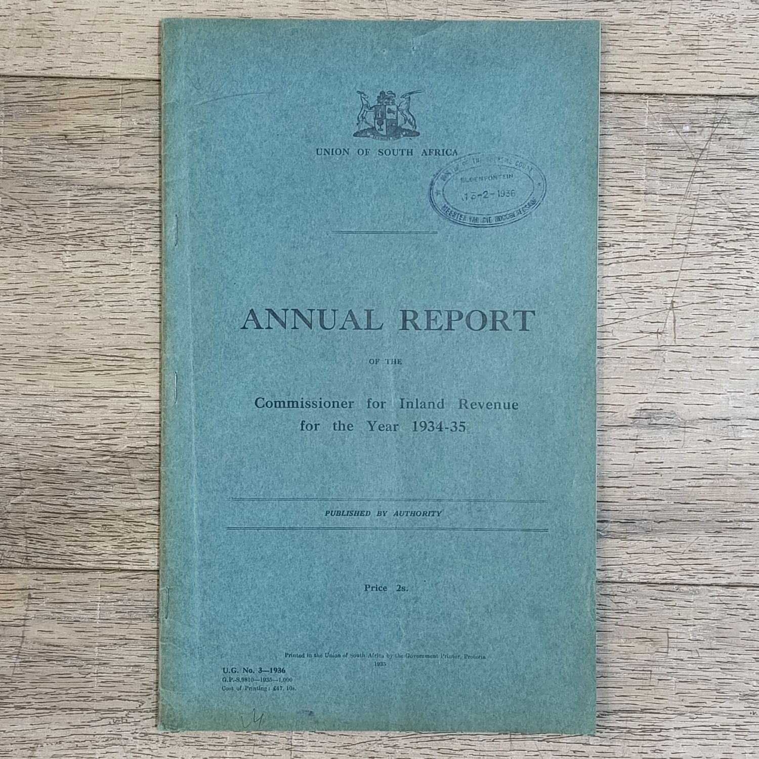 Union of South Africa 1934/35 ANNUAL Report of the Commissioner for Inland Revenue