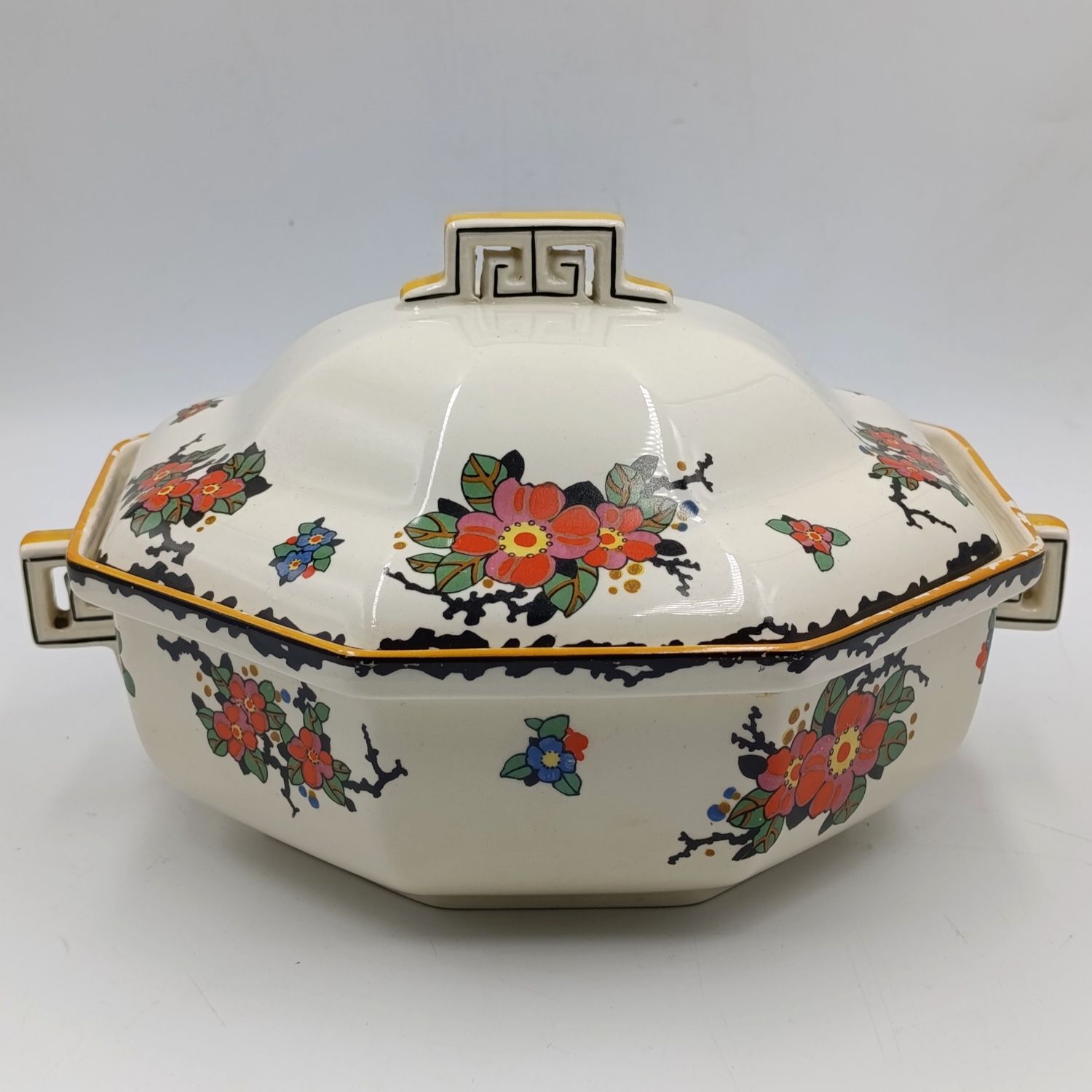 Antique Royal Doulton Woburn Porcelain serving bowl with lid - some paint flaking