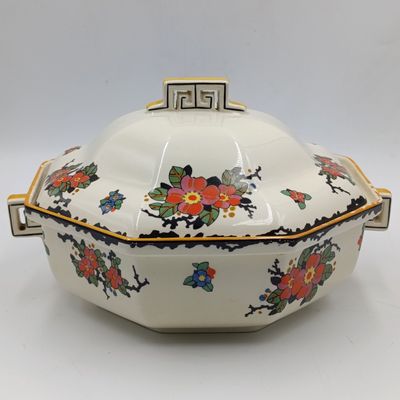 Antique Royal Doulton Woburn Porcelain serving bowl with lid - some paint flaking