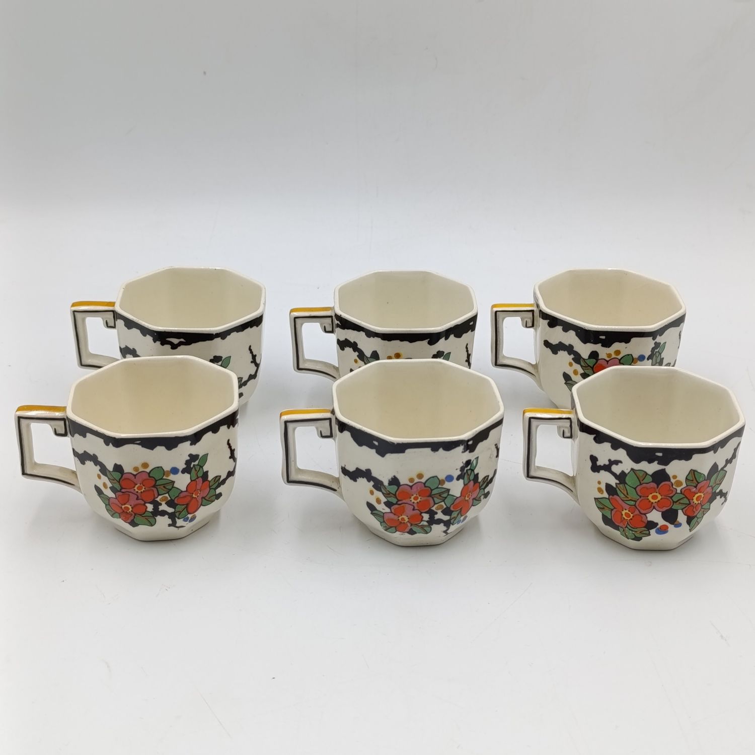 Set of 6 antique Royal Doulton Woburn porcelain espresso cups