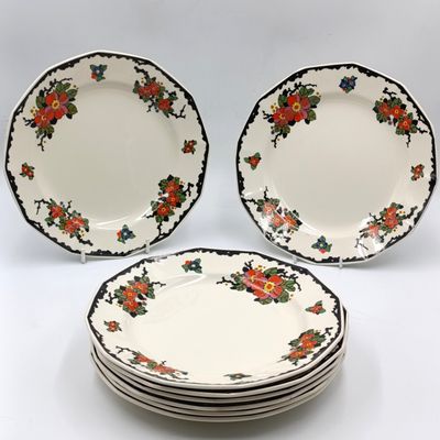 Set of 8 antique Royal Doulton Woburn porcelain plates - medium sized