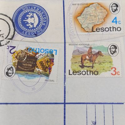 Maputsoe, Lesotho 1978 Postmaster cachet cancellations on Lesotho registered cover - 3 Lesotho stamps