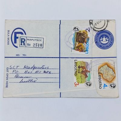 Maputsoe, Lesotho 1978 Postmaster cachet cancellations on Lesotho registered cover - 3 Lesotho stamps