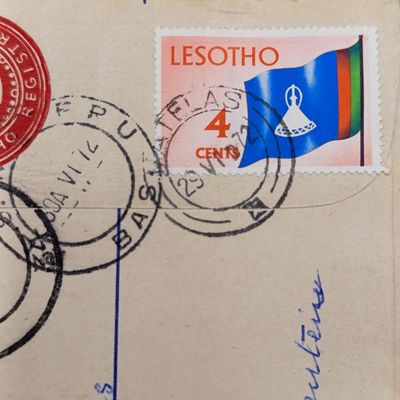 Registered Letter Matelas, Lesotho through Maseru to Bloemfontein, South Africa - posted 29 June 1972 - with Matelas type 1A cancellation