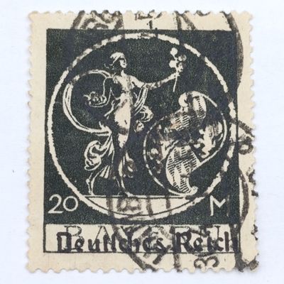 Bavaria 20 Mark stamp overprinted Deutsches Reich - Type 1
