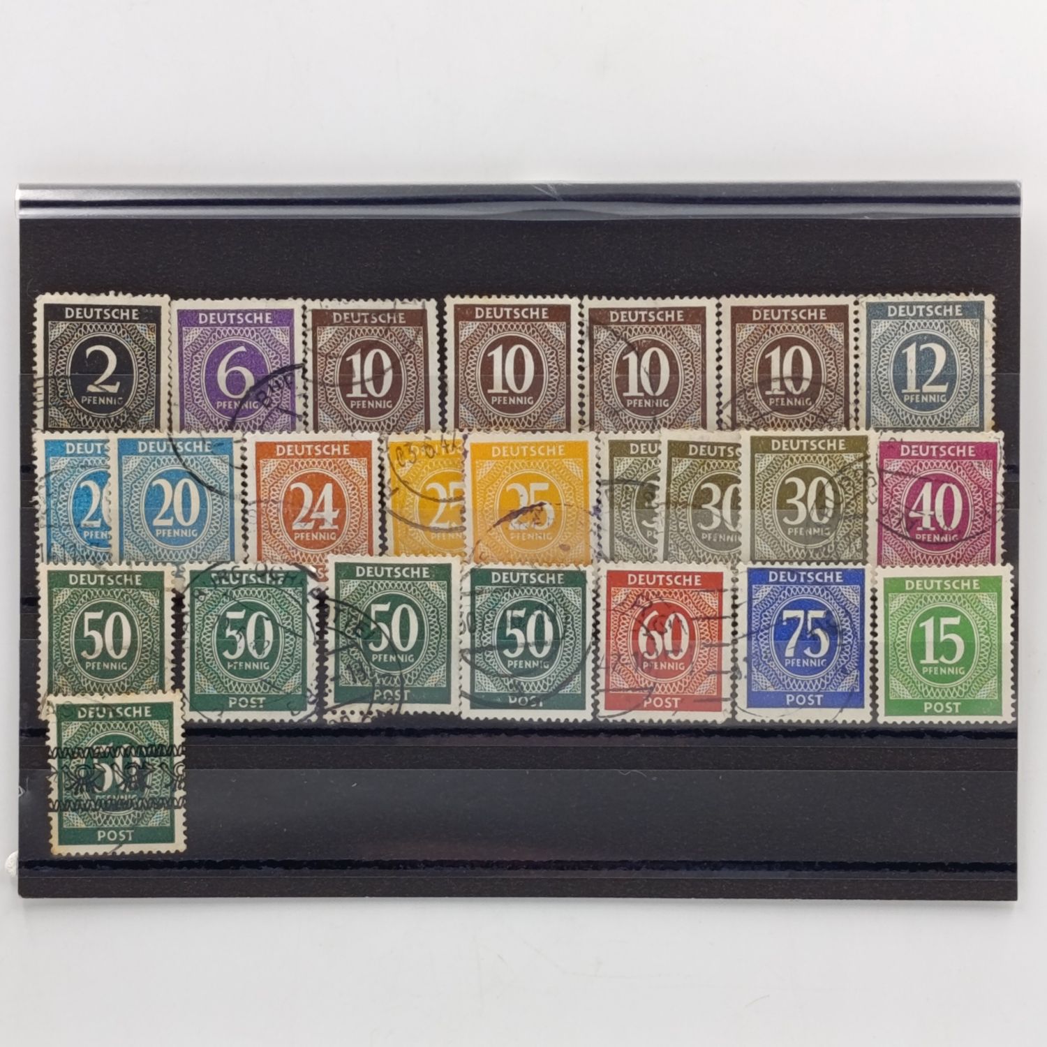 Germany 1946 - Lot of 24 Allied occupation zone stamps one with ribbon overprint