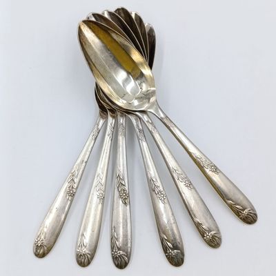 Set of 6 Angora silverplated fruit spoons