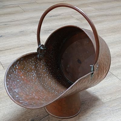 Vintage Hammered Copper coal bucket
