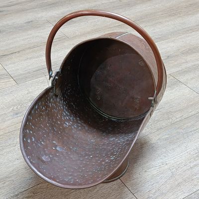 Vintage Hammered Copper coal bucket