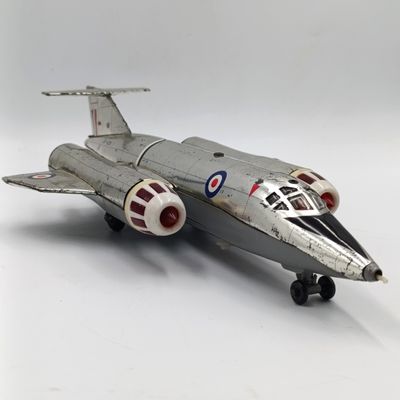 Vintage Marx toys Bristol 188 XF-926 battery operated jet plane - only one light turns on - tin plate and plastic