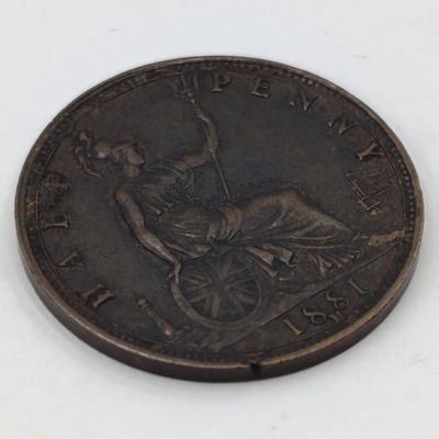 1881 Great Britain Half Penny - "H" mintmark - XF