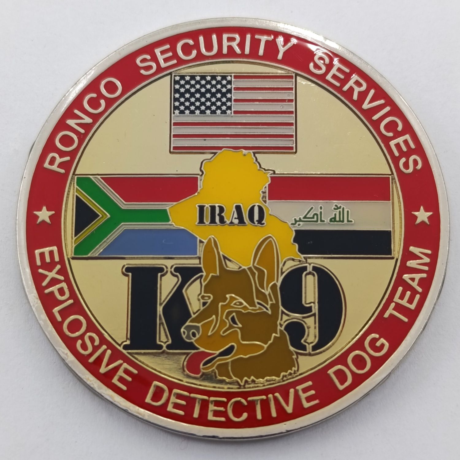 US Embassy Iraq K9 explosive detective dog team challenge coin