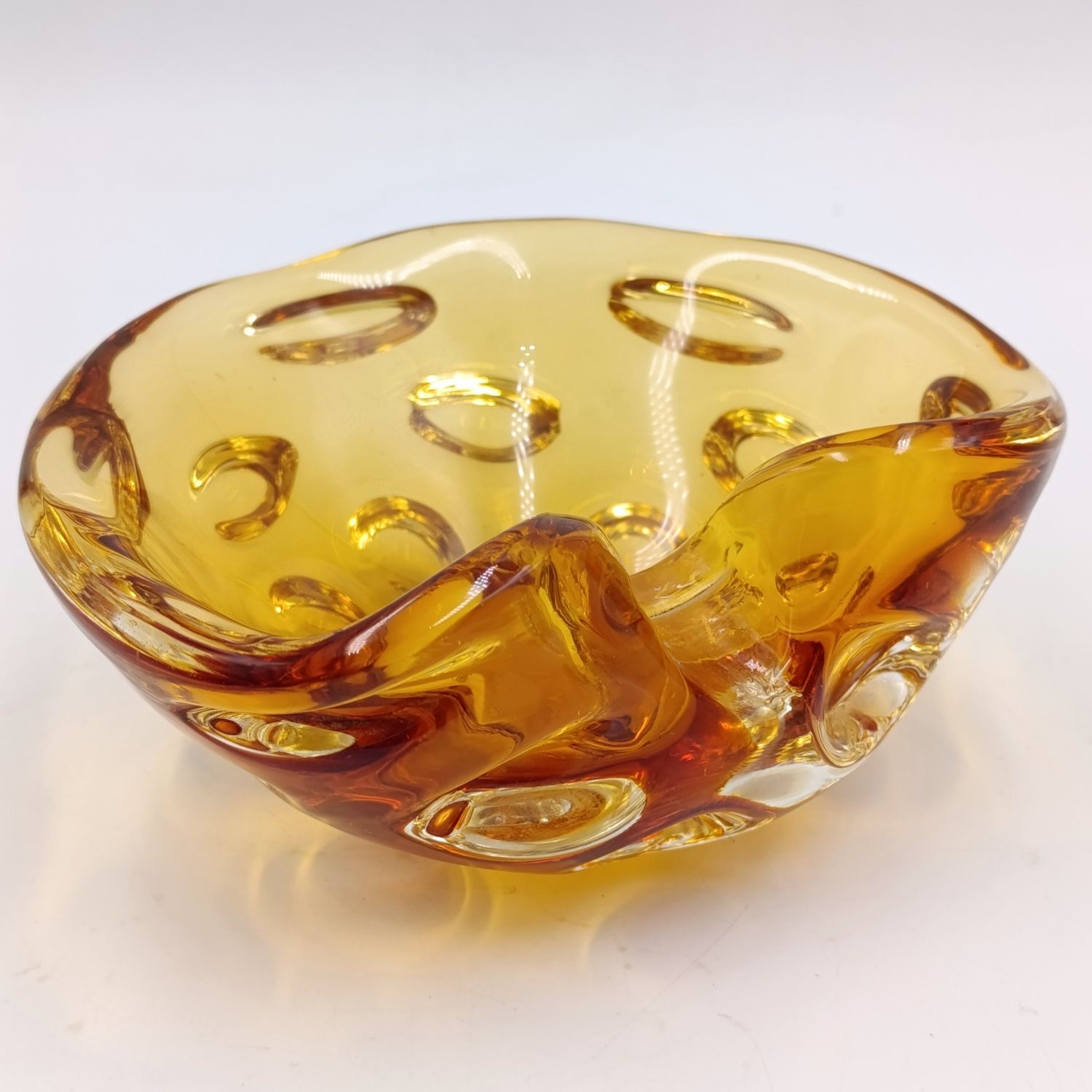 Vintage handmade Amber glass Murano ashtray