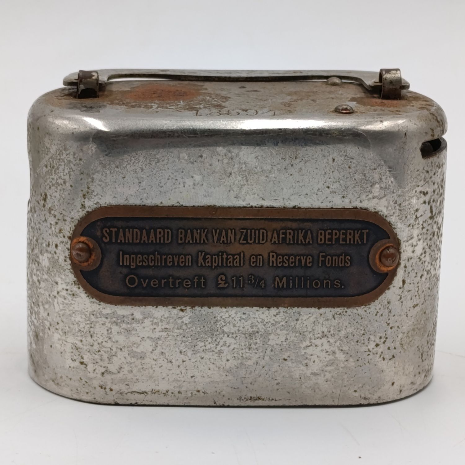 Vintage Standard Bank van Zuid-Afrika money box - no key #18594
